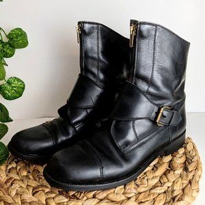 RARE RALPH LAUREN BLACKLEATHER MOTO MOTO BOOTS SIZE 9 1/2 B
